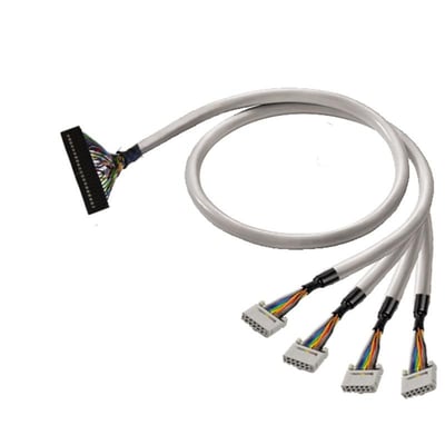 Weidmüller PLC-wire til digitale signaler, 10-polet og 4 meter, med gråt kabel i en løkke og flerfarvede ledere ved stikkene.