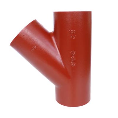 Preis & Co SML grenrør i rød, med dimensioner 100x50mm og en 45-graders vinkel.