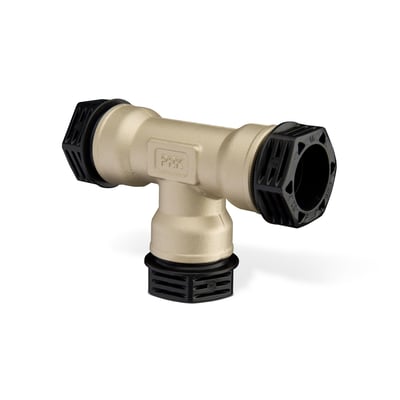 IMI TA 50 mm T-stykke fremstillet af AMETAL® og formstøbt Acetal-plast med synlige mærker og dimensioner.