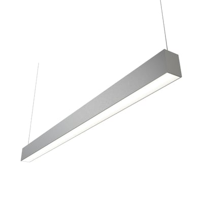 Ansell Lighting Vasco linjearmatur i aluminium, 1200 mm lang, 50W, med 70% nedlys og 30% oplys.