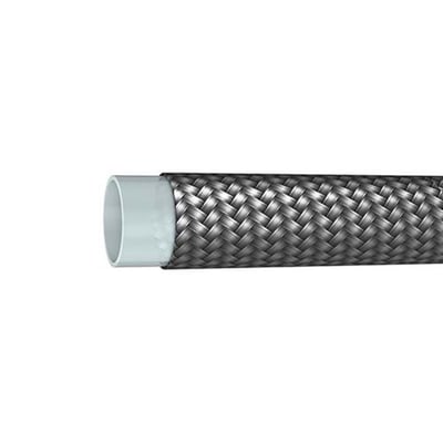 PH179 PTFE slange med 1 lags flet i rustfri farve, 3,4mm indvendig og 6,4mm udvendig diameter.