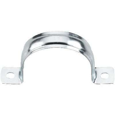 Kabelbøjle nr. 20 FZB i galvaniseret metal med to fastgørelseslapper og hvid baggrund.