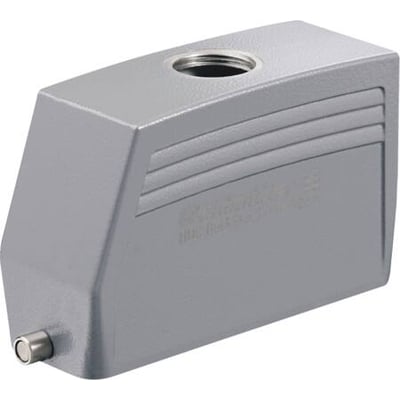 Weidmüller HDC kabelhus størrelse 8 i grå metal med 1xM32 top og en synlig låsemekanisme på siden.