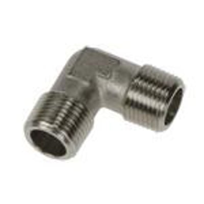 Parker Legris vinkelnippel 0914, 1/8" R gevind, fremstillet af forniklet messing med tydeligt synlige gevinddetaljer.