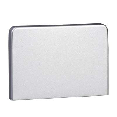 Schneider Electric OptiLine 45 endestykke i aluminium metallic finish, lavet af PC/ABS materiale med afrundede kanter.