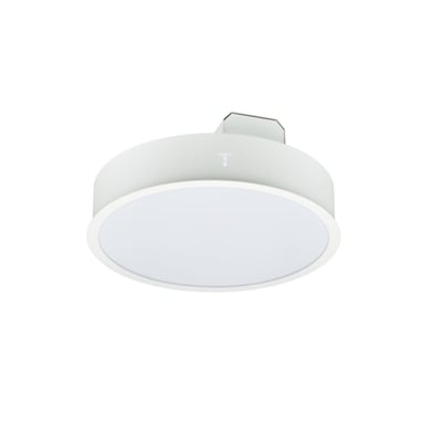 Philips Lighting TrueCircle indbygningsarmatur i hvid, med en rund, mat diffusor og et diskret logo på toppen.