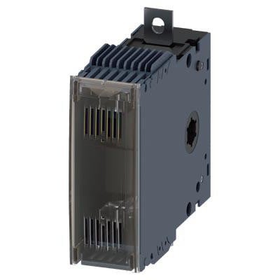 Siemens 3KF tilbehør, størrelse 3, fire poler med klar plastafskærmning og mørkegråt kabinet, vist fra siden.