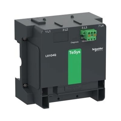 Schneider Electric kontrolmodul LX1G4Q til 4-polede TeSys Giga kontaktorer, 48-130V AC/DC med terminaler og diagnostikfunktion.