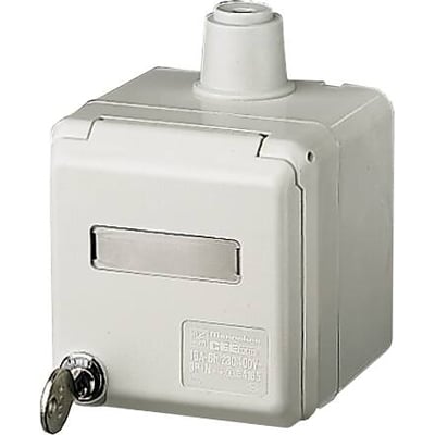 Mennekes CEE stikdåse til udendørs brug, 16A, 230V, 3-polet, IP44-klassificeret og låsbar.