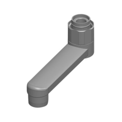 3D-gengivelse af Oras svingtud i grå, 100 mm lang, L-formet tud til vandhane.