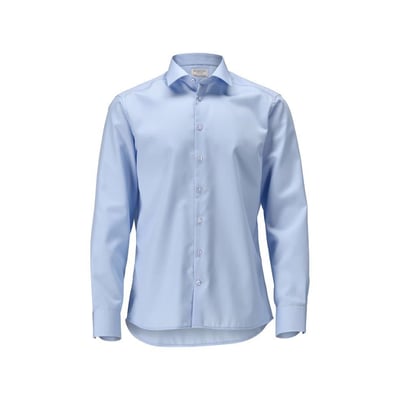 Mascot premium skjorte i lys blå, 100% bomuld, med moderne pasform og knaplukning, str. 37/38.
