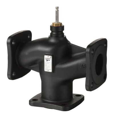 Siemens VXF42.65-50 3-vejs ventil i sort metal med flange PN16, DN65 og kvs 50.