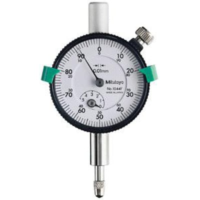 Mitutoyo måleur 1044A med en urskive på 0-100 og præcision på 0,01 mm, bezeldiameter 40 mm, ideel til snævre pladsforhold.