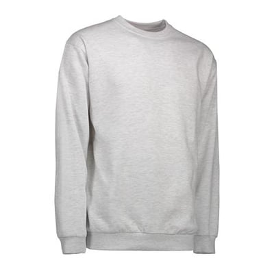 ID Identity GAME sweatshirt i snow melange, 3XL. Sweatshirten er gråmeleret med rund hals og ribkant ved ærmer og bund.
