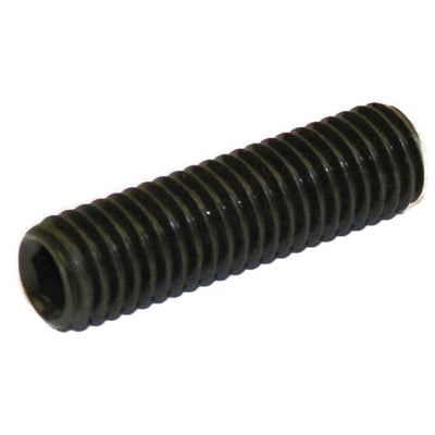 Detaljeret billede af Jual Solar pinolskrue med M8 metrisk gevind og 10mm længde, vist fra siden.