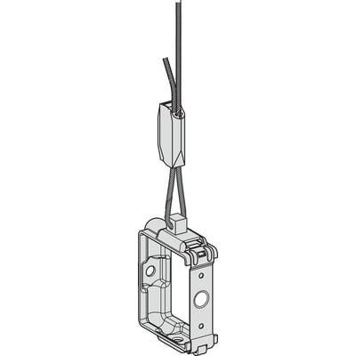 Schneider Electric ophængsbeslag med 3M wire til KBB skinne, viser beslaget forbundet til wiren.