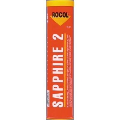Detalje af Rocol Sapphire 2 lejefedts 400g orange tube, der viser mærke og produktnavn.