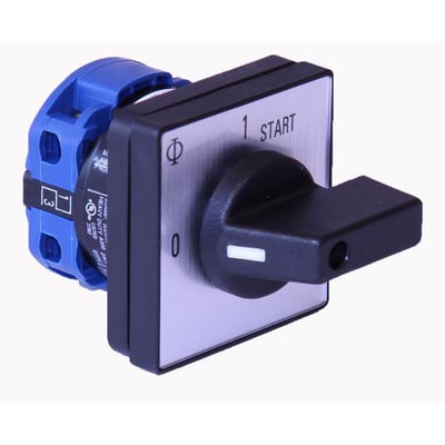 Kraus & Naimer startomskifter CA10 A178-600 E med frontmontering, 0-1-START funktion og 20A.