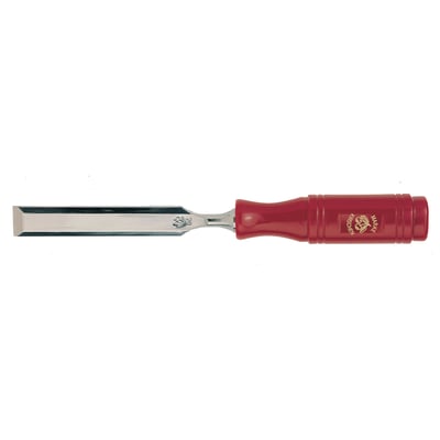 Stemmejern med 25 mm bladbredde og et rødt plasthæfte med 'Marke Kirschen' logo i guld.