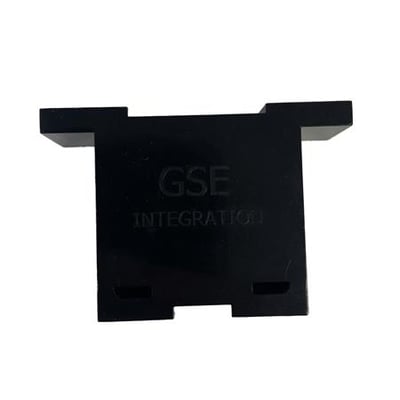 GSE endekappe til 40x60 mm tagskinne i sort plast med præget GSE INTEGRATION logo på forsiden.