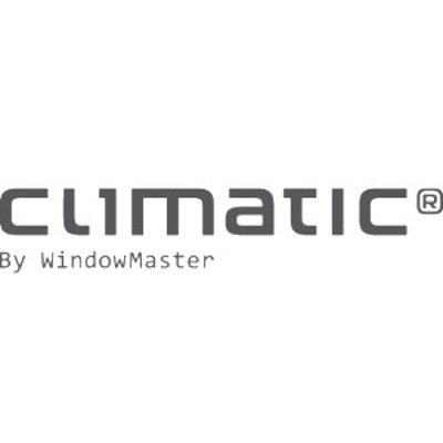 Climatic logo fra WindowMaster, en moderne og minimalistisk grå tekst på hvid baggrund.