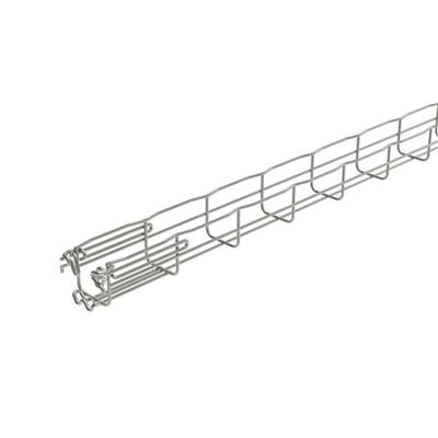 Detaljeret vinkel af Legrand gitterbakke FC med fokus på Fasclic+ samlingen og det syrefaste rustfri stål.