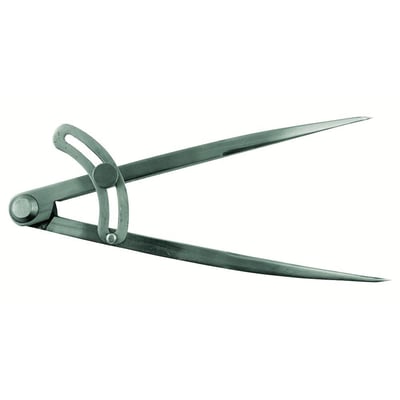 Diesella stikpasser på 150 mm med buede ben, hærdede spidser og nittet hængsel i blankstål.