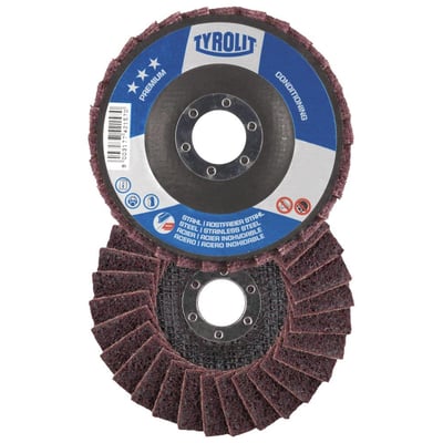 Tyrolit Lamelrondel SCM, 125 x 22 mm, VF, med fokus på de grå lameller og centernavet til 22 mm montering.