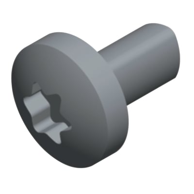 Schneider Electric M6x12 mm selvskærende Torx skrue, vist isoleret på en hvid baggrund.