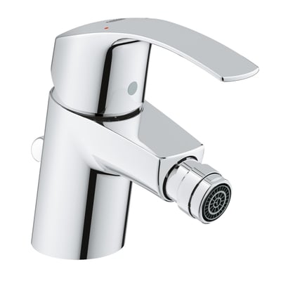 Grohe Eurosmart 2015 etgrebsarmatur til bidet i krom, set skråt forfra med langt greb og tud.