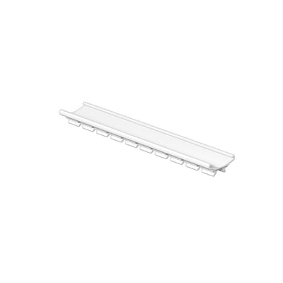 Hvidt Weidmüller-klemmemærke AMR 4/50 DIN med blank mærkeflade og en række små fastgørelsestapper.