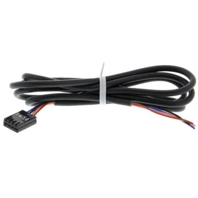 Omron photomicro sensorstik med 1 meter sort kabel, løst oprullet og bundet med et hvidt kabelbind.
