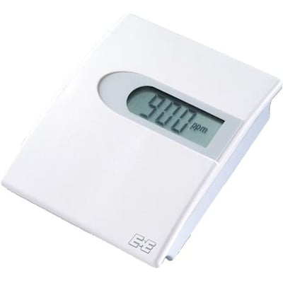 Dantherm CO2-sensor til HAC1 tilbehørsstyring, hvid med digital display der viser 900 ppm.