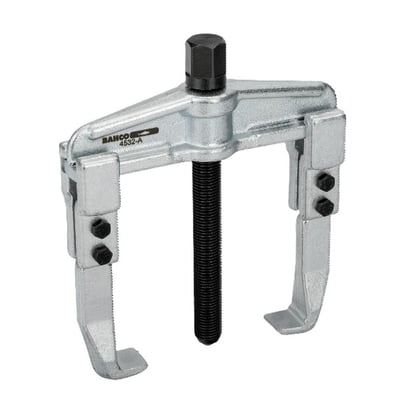 Bahco universalaftrækker med vendbare arme i gråt metal, designet til udvendig brug på 80-180 mm og indvendig på 80-350 mm.