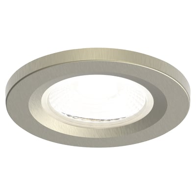 Frontring til Prism Pro Mini downlights fra Ansell Lighting med børstet stålfinish i polycarbonat, 55mm diameter.