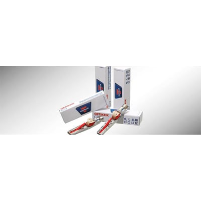 Optibelt Optikrik 0 kileremstester i sølv med røde detaljer og hvid emballage med blå logoer, måler 70-150 N.