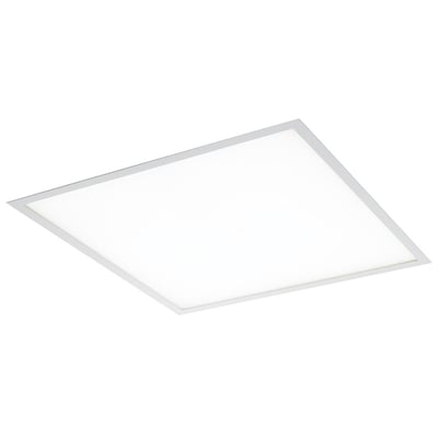 SG Armaturen Sense IP65 Eco LED-panel i hvid med opal, prismatisk front og tynd sølvfarvet ramme isoleret på hvid baggrund.