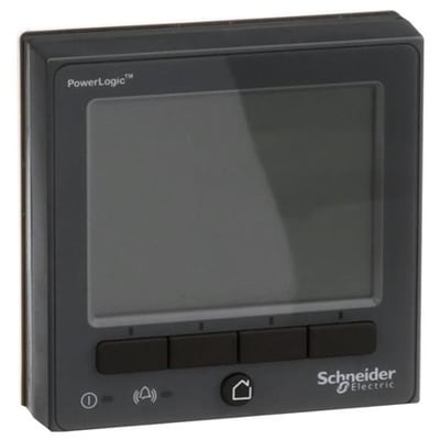 Schneider Electric PM8000 eksternt display med PowerLogic tekst og fire sorte knapper.