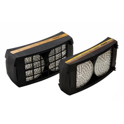 To ens sorte gasfiltre af typen H837542 A2 er vist med tydelig branding og et hvidt filterelement på hvid baggrund.