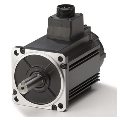 Omron G5-serien AC-servomotor R88M-K5K020F-S2 med 5 kW effekt, 400 VAC, 2000 omdr./min. og 23,9 Nm drejningsmoment.