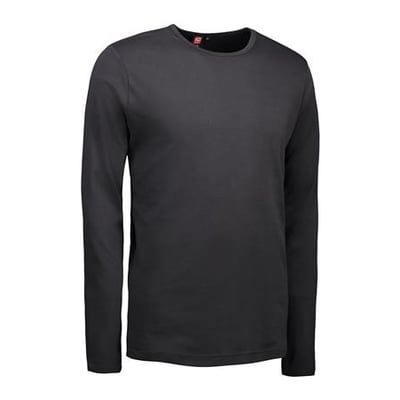 ID Identity langærmet T-shirt i koksgrå, størrelse L, lavet af 100% bomuld med rund hals og tætsiddende pasform.