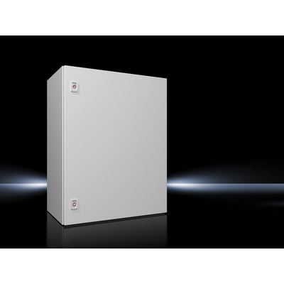 Rittal AX IT vægmonteret kabinet i lysegrå med 15 U og 19" profilskinner, 600x760x350 mm.