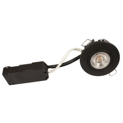 Scan Products Luna LP 230V LED downlight i mat sort med driverenhed og hvide fjedre til montering.