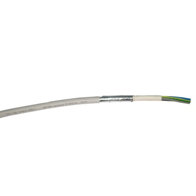 Grå armeret installationskabel HFBH-J 5G6, med markeringer 300/500V DanCables CE 2018/26 0011M.