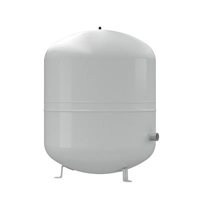 Grå Reflex S ekspansionsbeholder på 50 liter med 3/4" tilslutning og ben, egnet til solvarmeanlæg.