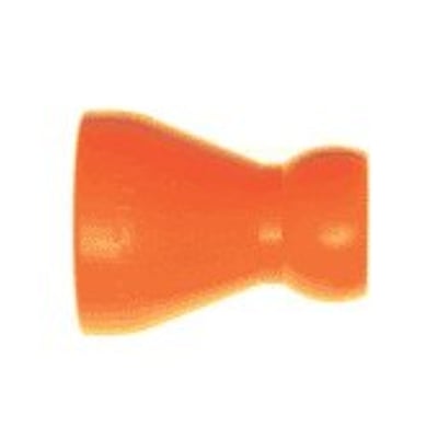 Loc-line reduktion i orange, 3/4" til 1/2", med synlig formning til rørforbindelse.
