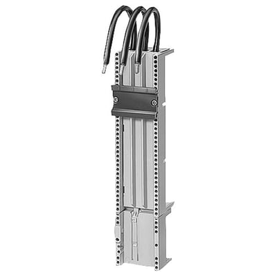 Siemens samleskinnesystem skinneadapter med 55 mm bredde, TT profil og forbundne kabler, klar til installation.