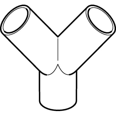 Skematisk tegning af Geberit buksegrenrør 60 grader i sort PEH, med dimensioner 63 x 50 x 50 mm.