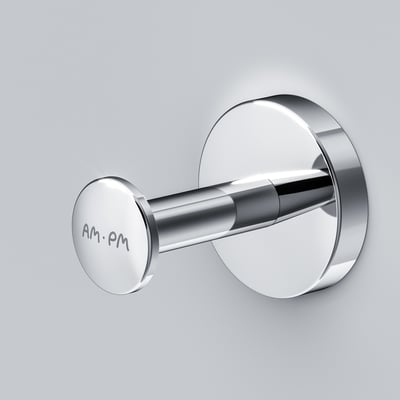 AM.PM Inspire V2.0 håndklædekrog i blank krom, vist med en rod-mount baggrund.