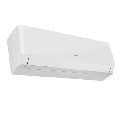 Gree Pular 24K indedel varmepumpe set fra siden, hvid enhed med logo.